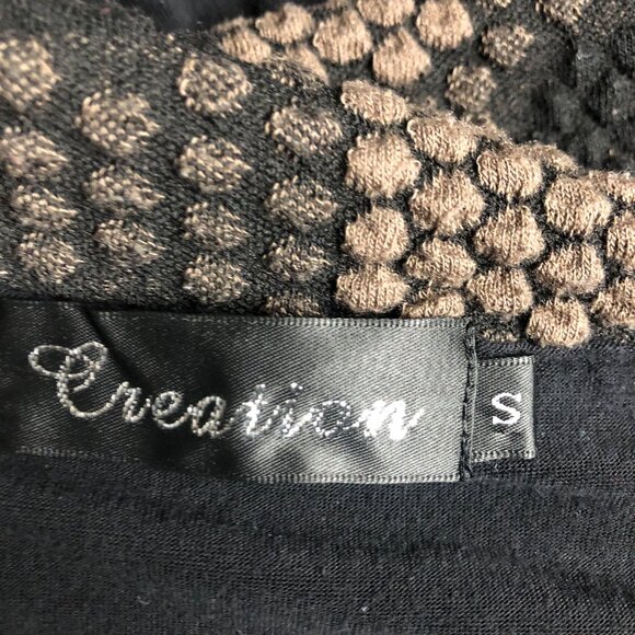 Creation Top Womens Size Small Black Brown Stretch Textured Cowl Neck Sweater - Picture 6 of 7